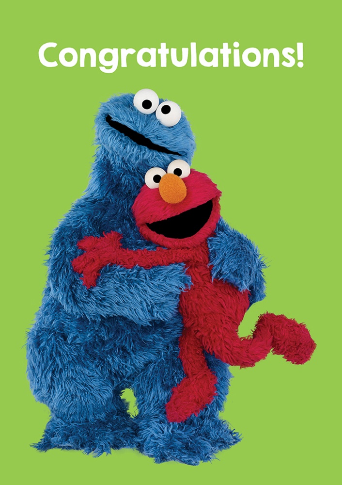 Cookie Monster & Elmo Sesame Street Congratulations Greeting Card